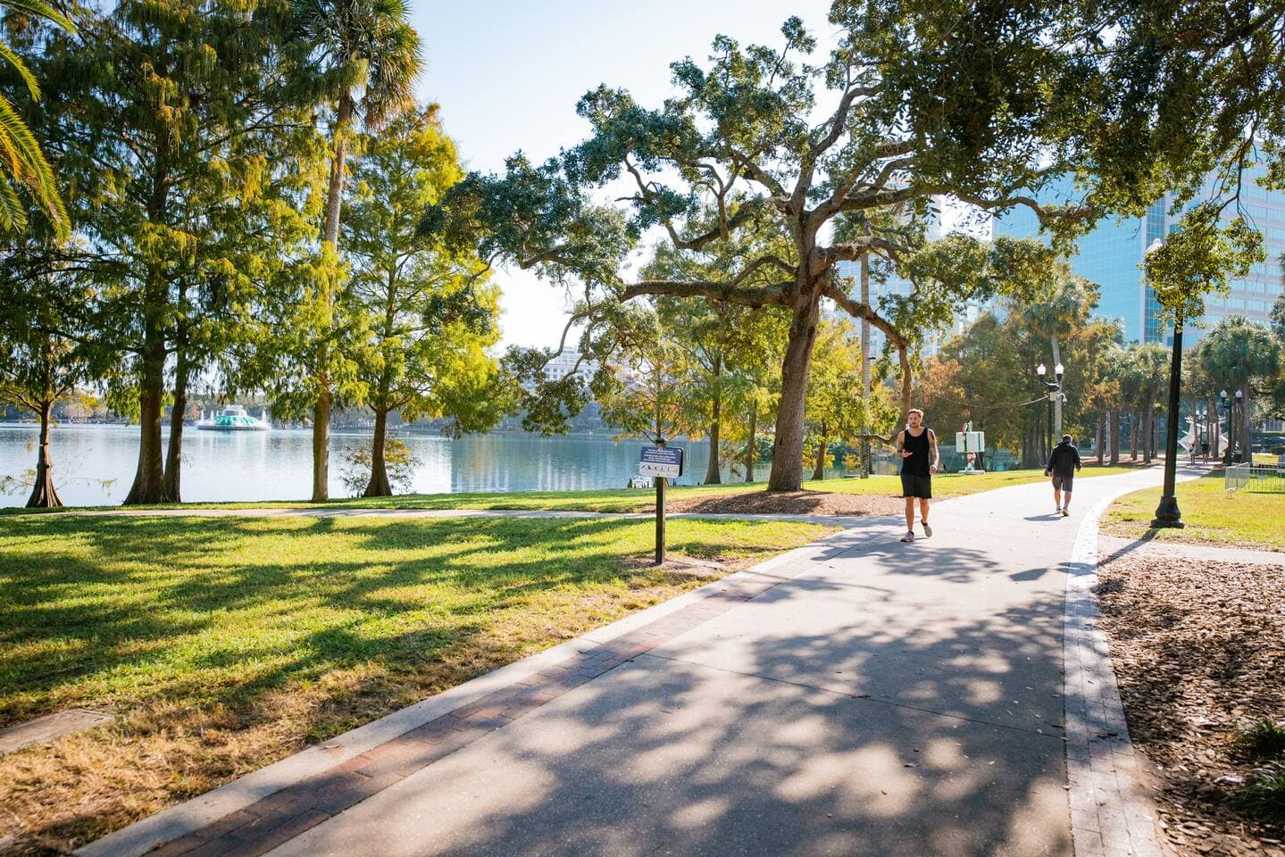 Enjoy a jog or walk around the scenic Lake Eola in downtown Orlando
